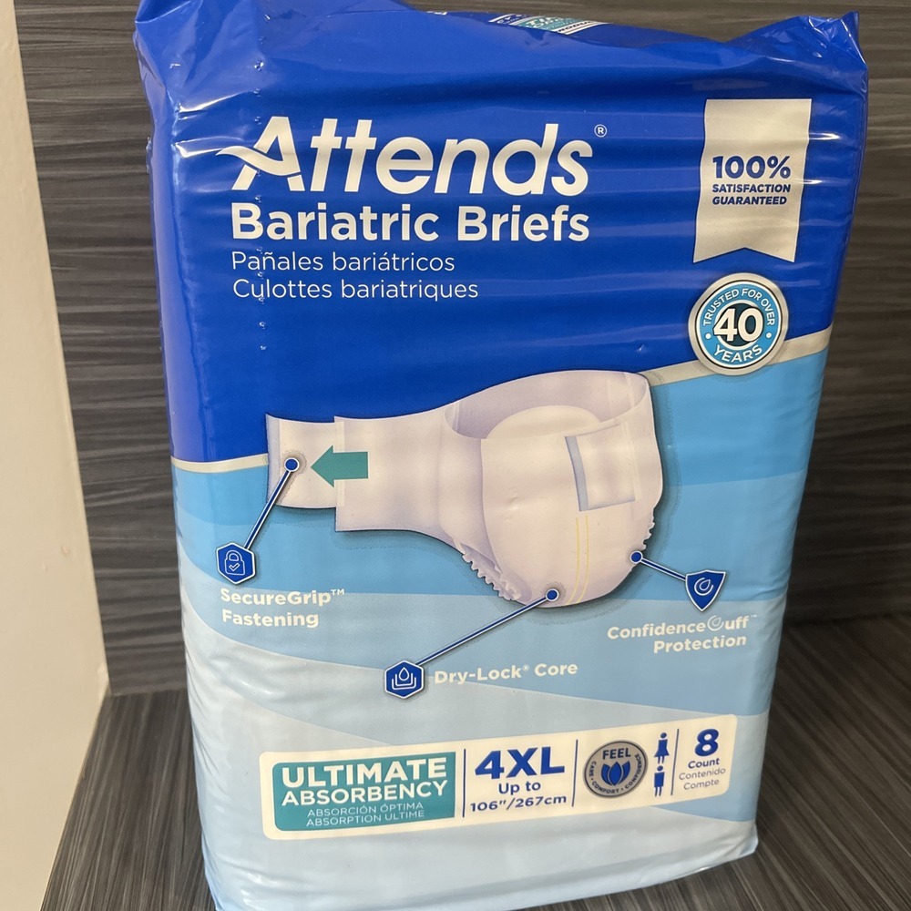 Attends Bariatric Adult Brief 4XL Heavy Absorbency Bariatric 8 Ct